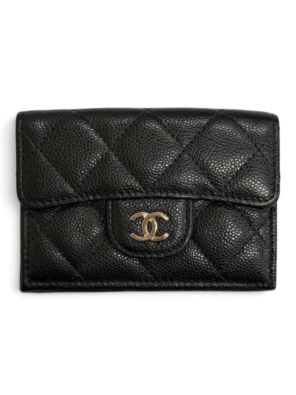 Chanel Quilted Timeless Classic Small Flap Wallet Caviar Leather Compact